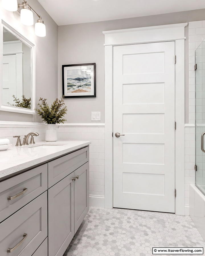 Shaker Style Door for Classic Elegance - 25 Bathroom Door Ideas to Enhance Your Space