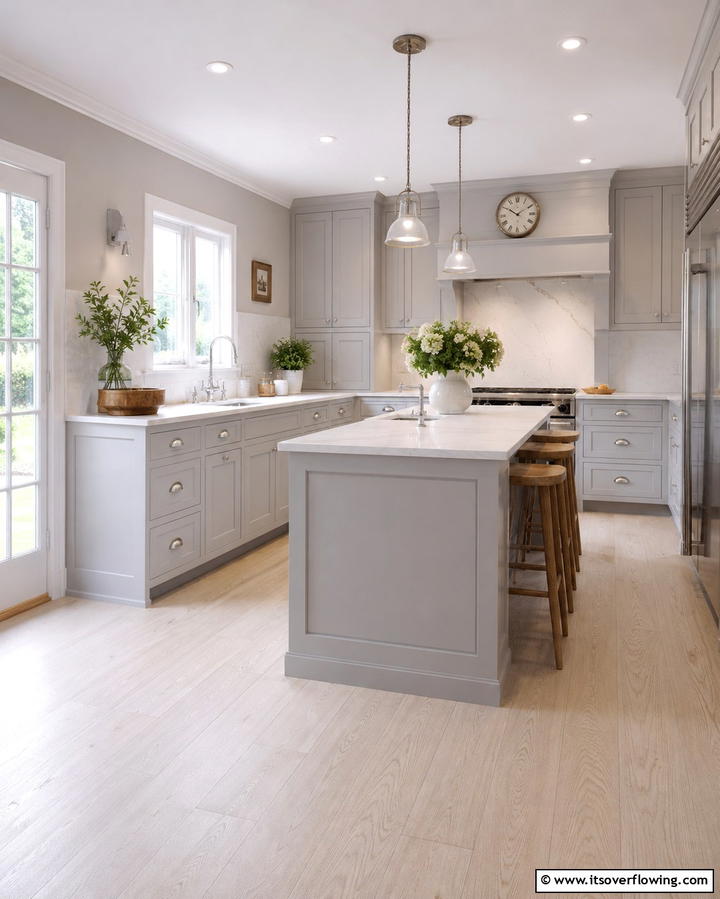 Shaker Style Gray Cabinets for Timeless Appeal - 25 Farmhouse Kitchen with Gray Cabinets Ideas