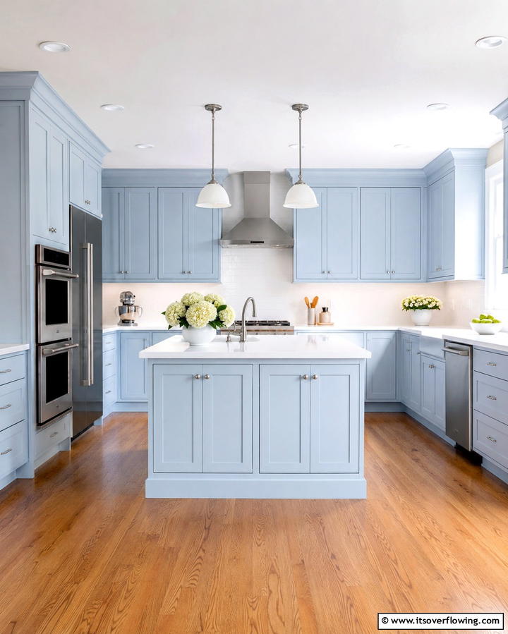 Shaker Style Light Blue Cabinets - 25 Light Blue Kitchen Cabinets Ideas for a Coastal Vibe