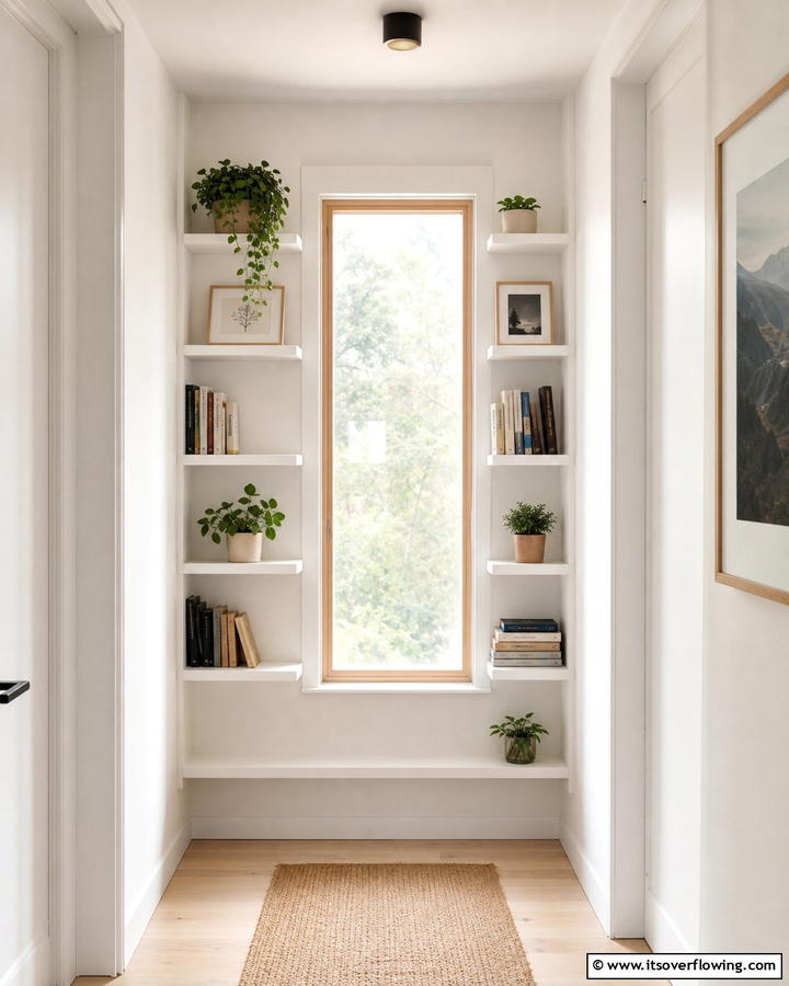 Shallow Shelving for Narrow Spaces - 20 Bookcases Around Window Design Ideas- Functional Decor