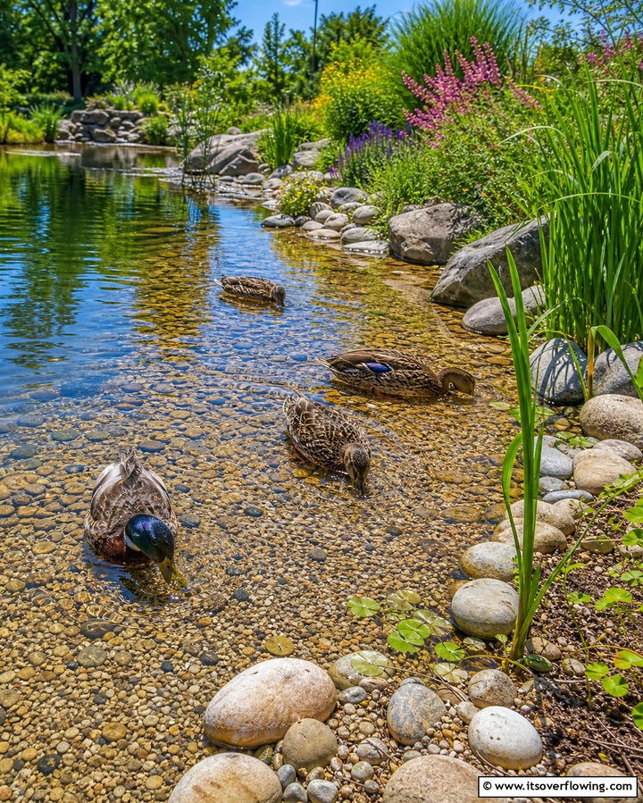 Shallow Wading Zones - 25 Duck Pond Ideas- Beautiful & Functional Designs