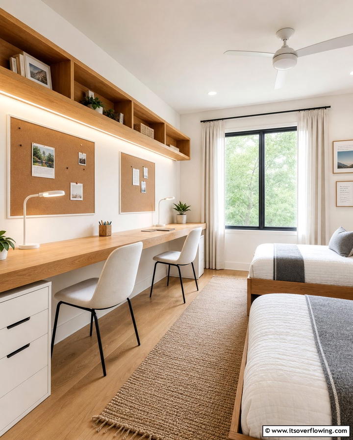 Shared Study Nook - 25 Twin Bedroom Ideas for Shared Spaces