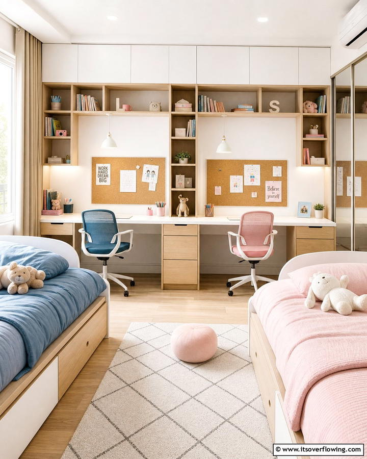 Shared Study Nook - 21 Shared Small Room Ideas for Siblings’ Harmonious Space