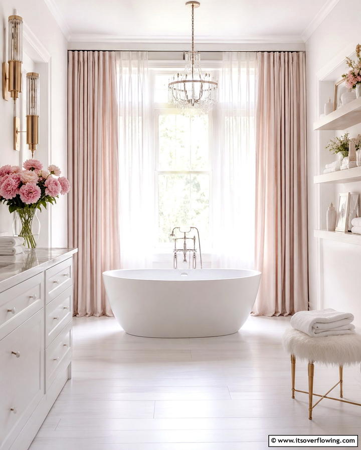 Sheer Curtains for Airy Elegance - 25 Beautiful Bathroom Window Treatment Ideas for Privacy