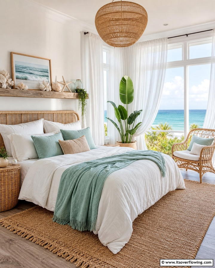 Sheer Curtains for Breezy Elegance - 20 Boho Beach Bedroom Ideas for a Relaxing Retreat