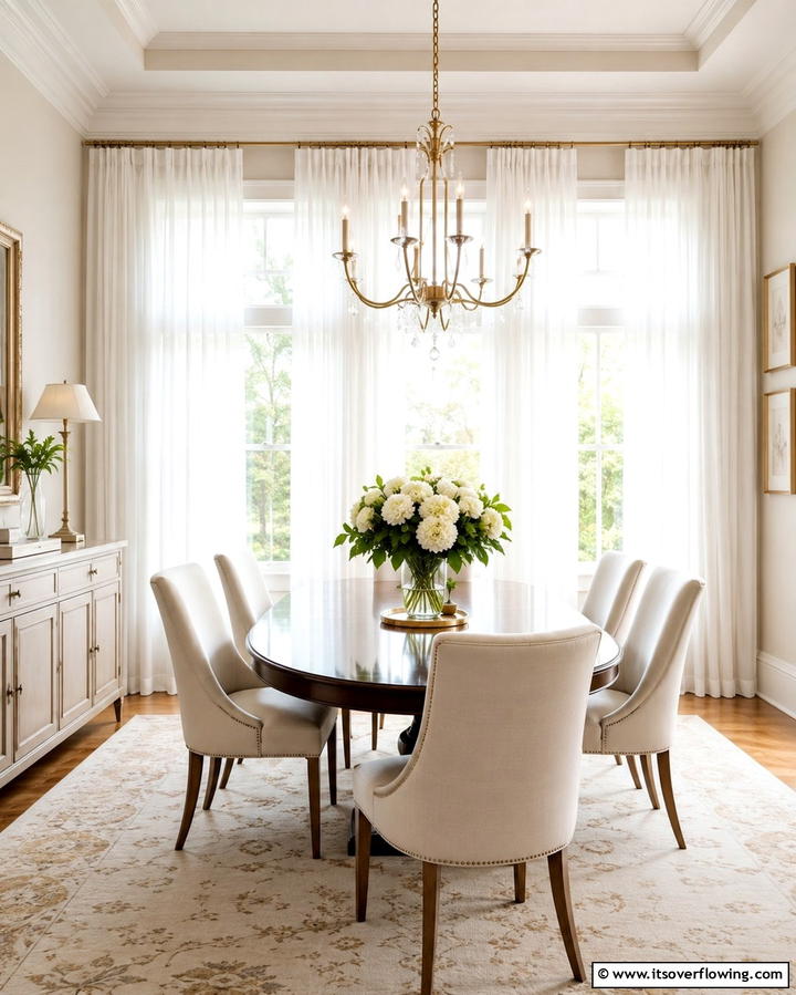 Sheer Curtains for Soft Elegance - 25 Dining Room Window Treatments for Elegant Spaces