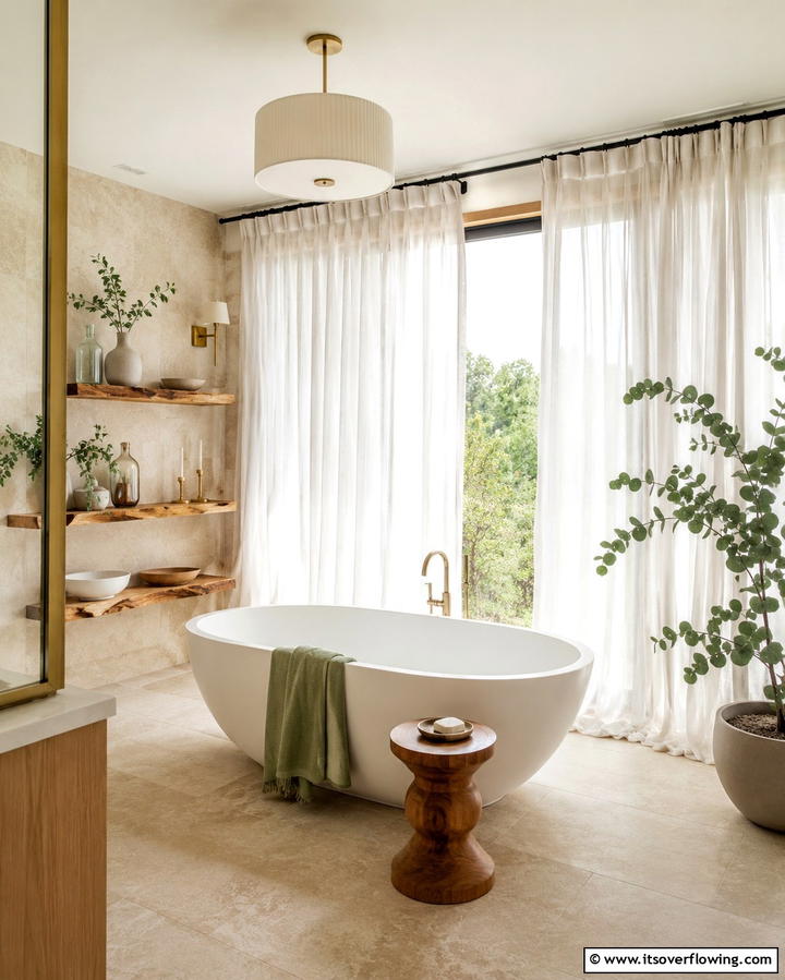 Sheer Curtains for Soft Elegance - 25 Beautiful Bathroom Window Treatment Ideas for Privacy