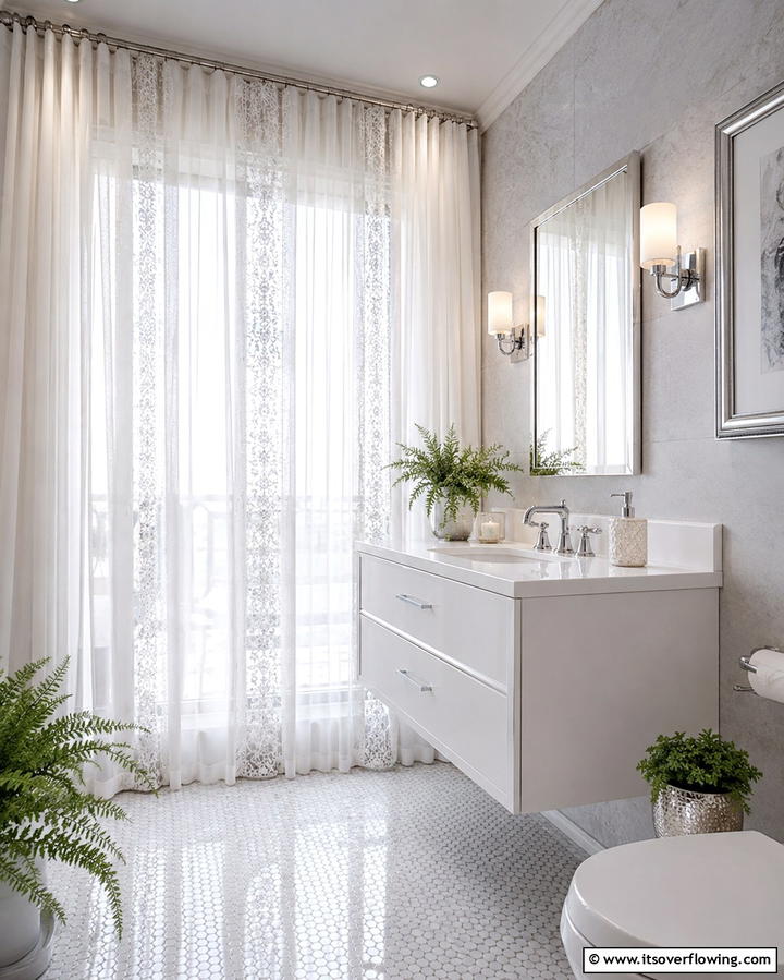 Sheer Elegance Curtains - 25 Bathroom Curtain Ideas for Privacy and Style