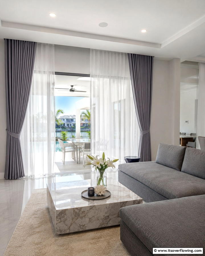 Sheer Elegance with Layered Curtains - 25 Sliding Door Curtain Ideas for Privacy and Style
