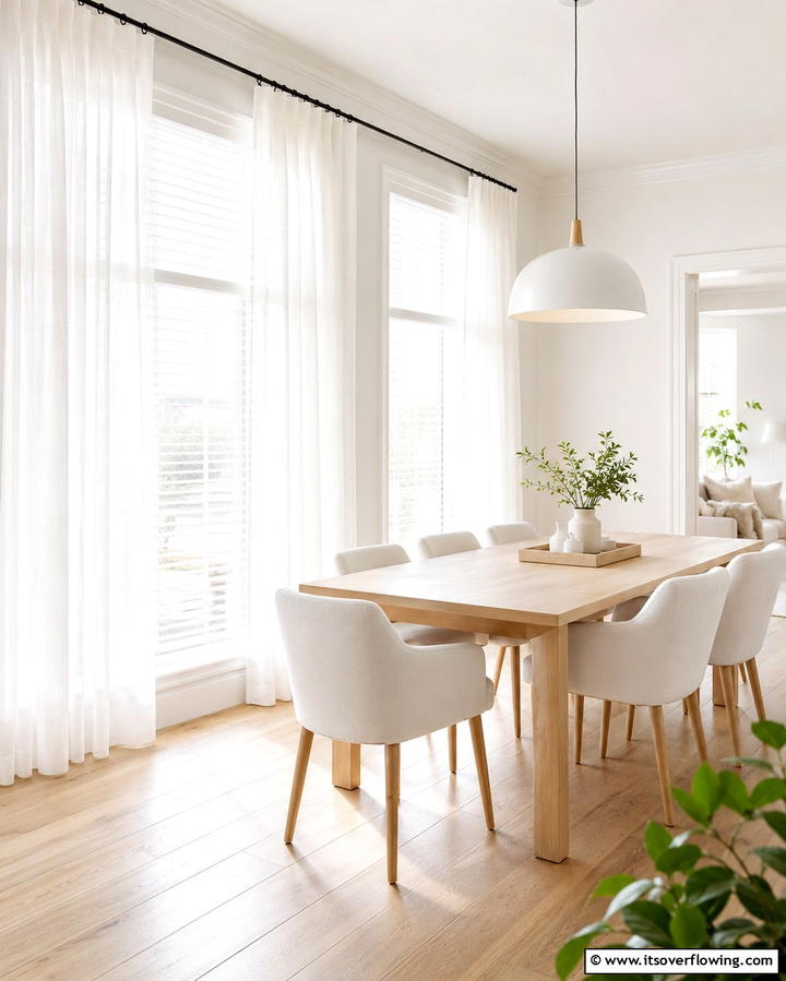 Sheer White Curtains for a Light and Airy Look - 25 Elegant Dining Room Curtain Ideas to Transform Your Space