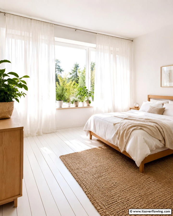Sheer White Curtains for an Airy Ambiance - 25 Elegant Bedroom Curtain Ideas to Enhance Your Decor
