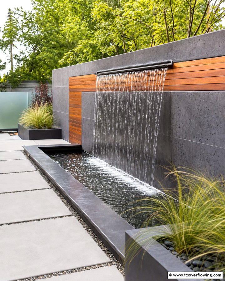 Sheet Waterfall - 25 Backyard Waterfall Ideas for a Tranquil Retreat