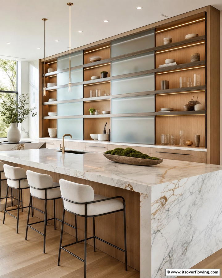 Shelving Units with Sliding Doors - 25 Open Shelving Kitchen Ideas for a Modern Look
