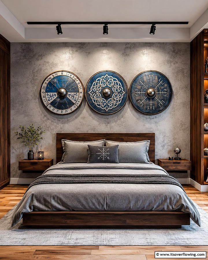 Shield Wall DecorExact - 25 Viking Bedroom Ideas for a Bold and Rustic Look