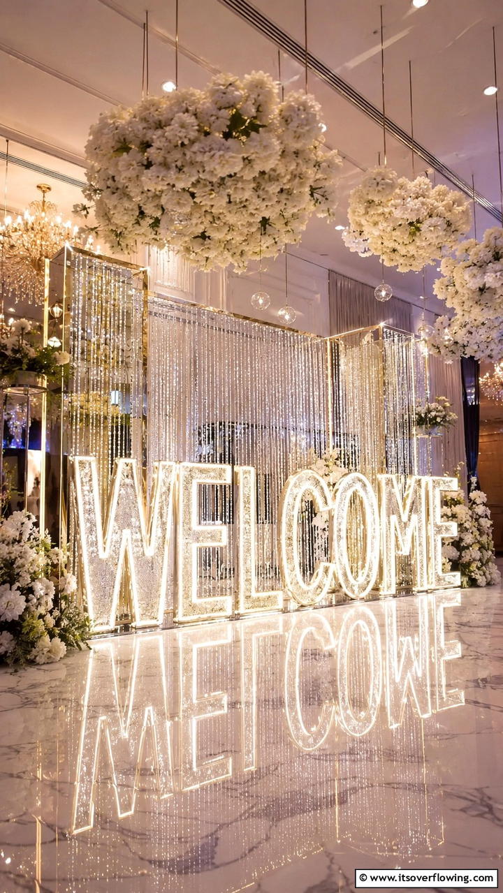 Shimmering LED Illumination - 21 Wedding Welcome Sign Ideas to Greet Guests in Style