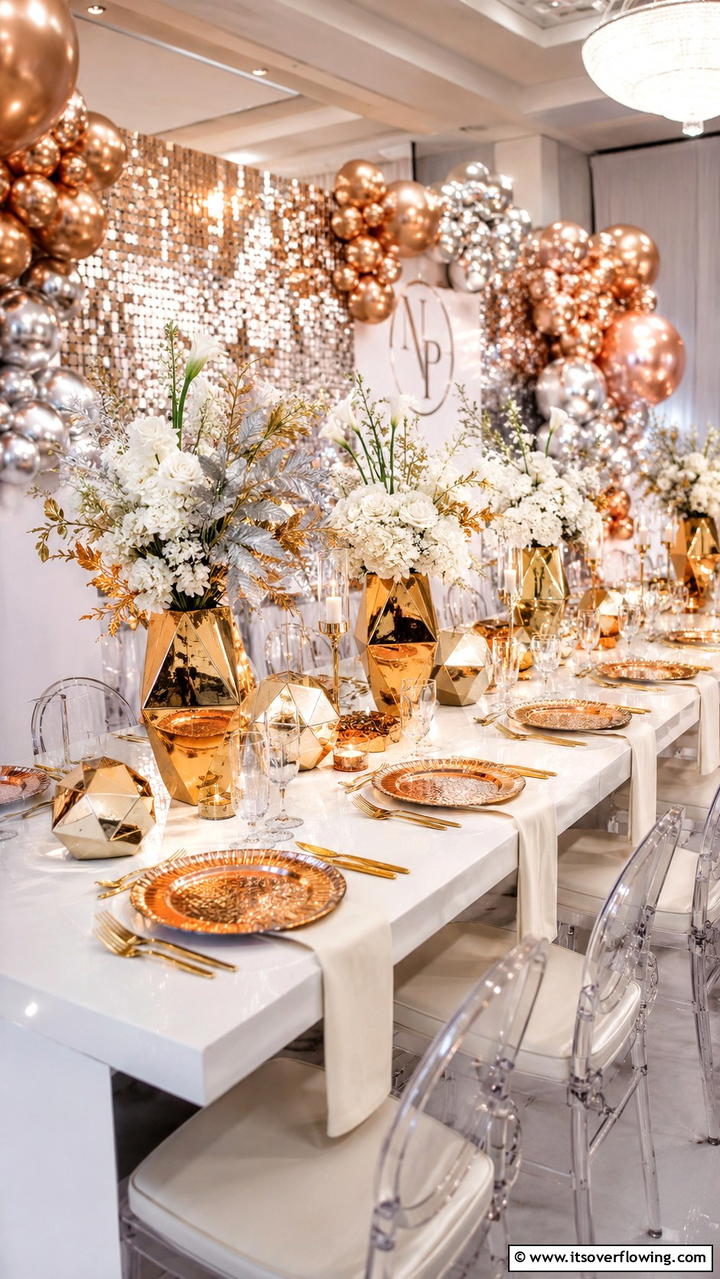 Shimmering Metallic Accents - 21 Stunning Wedding Centerpiece Ideas for Table Decor