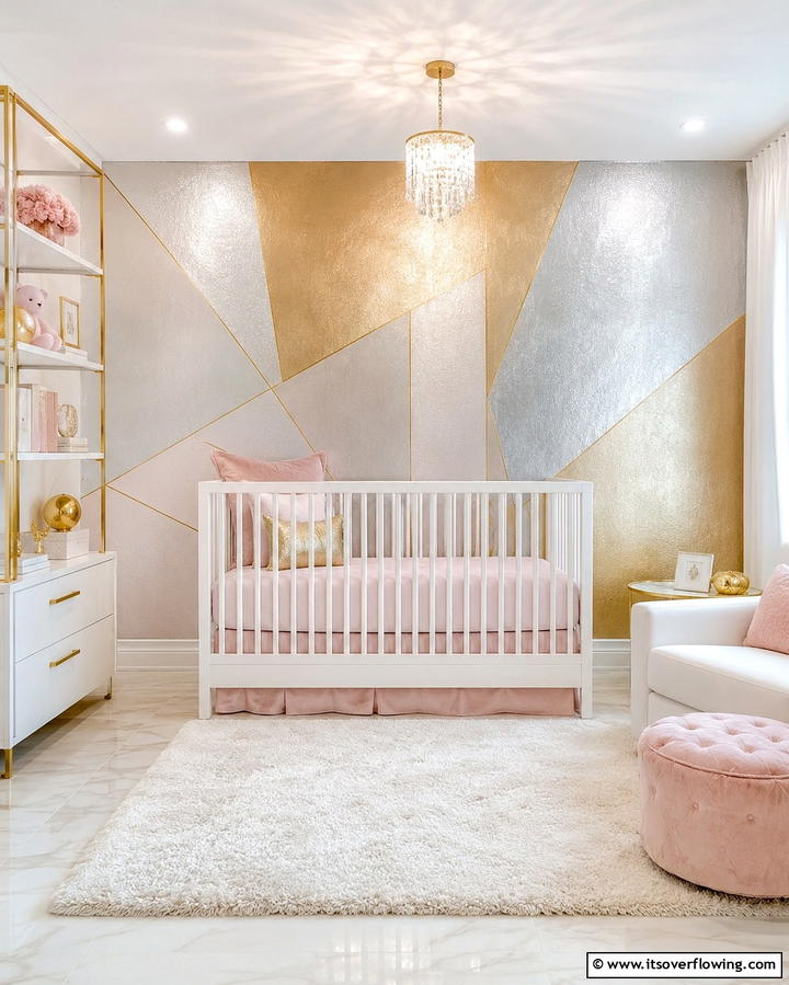 Shimmering Metallic Finishes - 30 Nursery Accent Wall Ideas for a Charming Baby Room