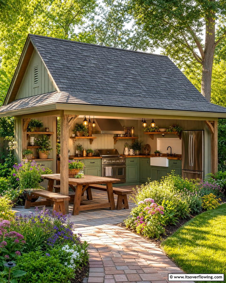 Shingles Roof for Classic Appeal - 20 Outdoor Kitchen Roof Ideas for Year-Round Enjoyment