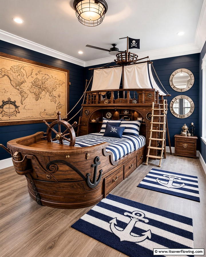 Ship Shaped Bed - 20 Pirate-Themed Bedroom Ideas for Adventurous Kids