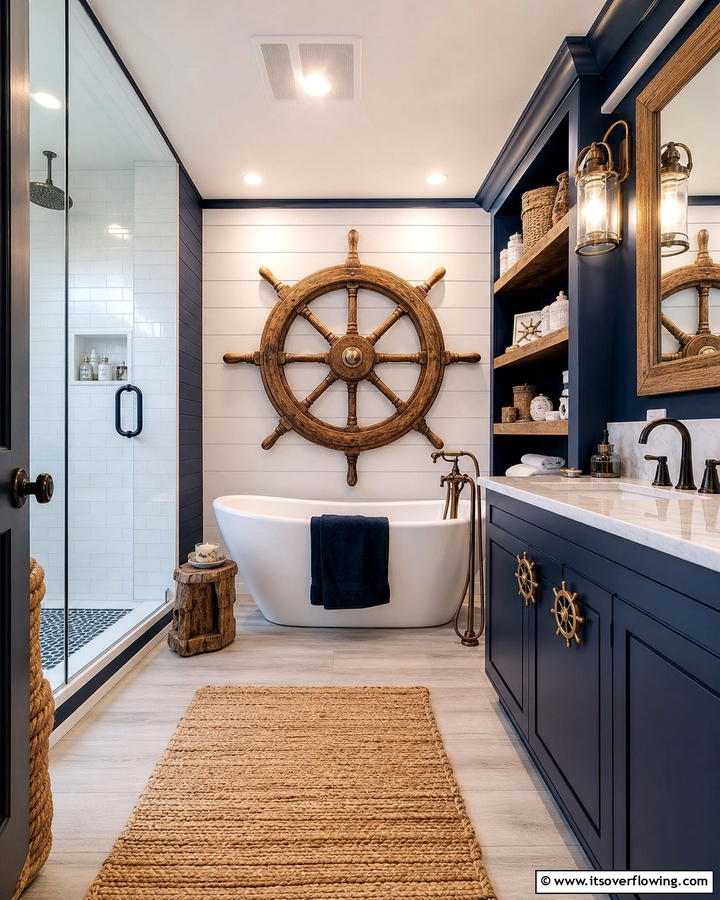 Ship Wheel Decor - 20 Nautical Bathroom Ideas for a Coastal Vibe