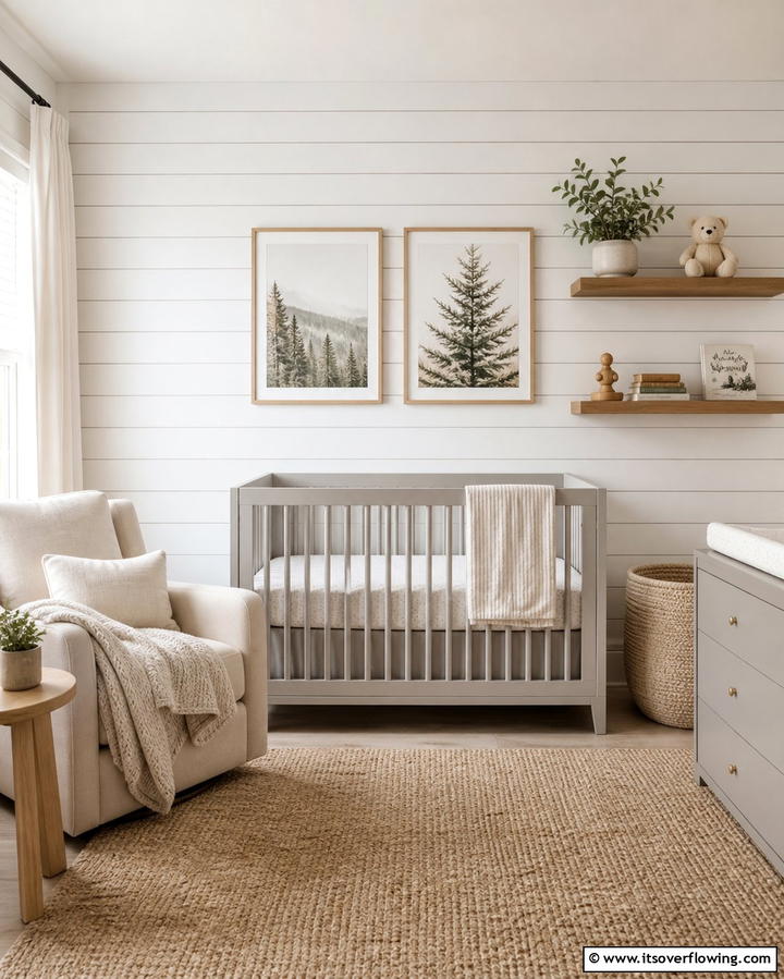 Shiplap Accent Wall - 25 Farmhouse Nursery Ideas for a Cozy Baby Room