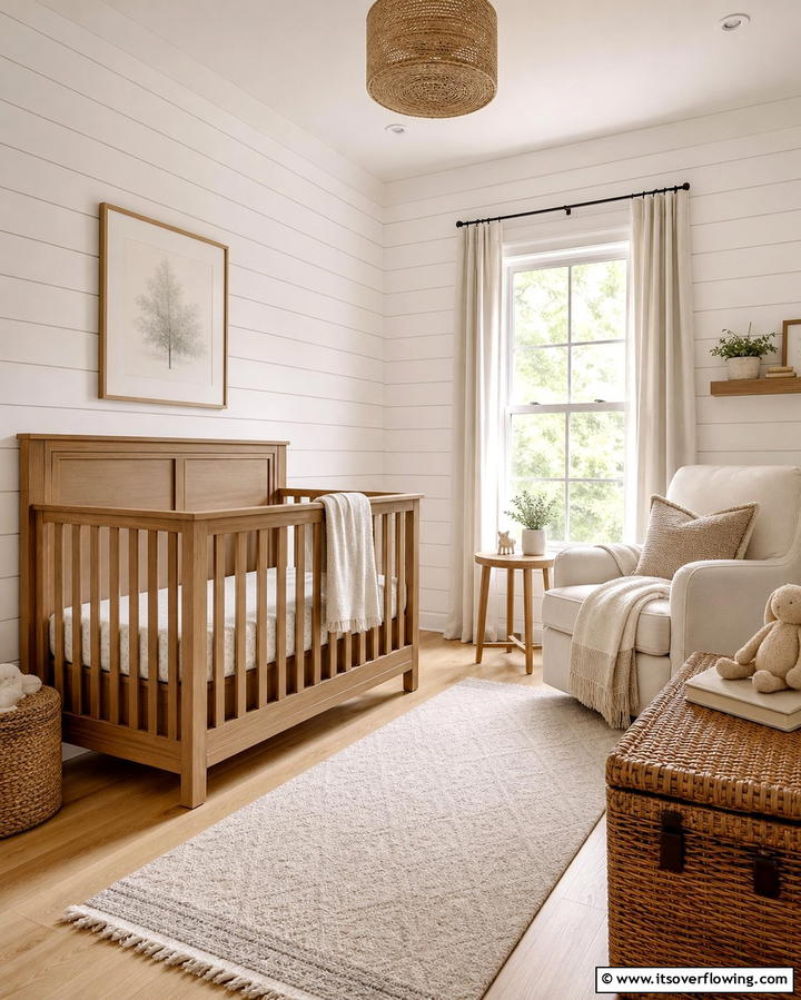 Shiplap Accent Walls - 25 Farmhouse Nursery Ideas for a Cozy Baby Room