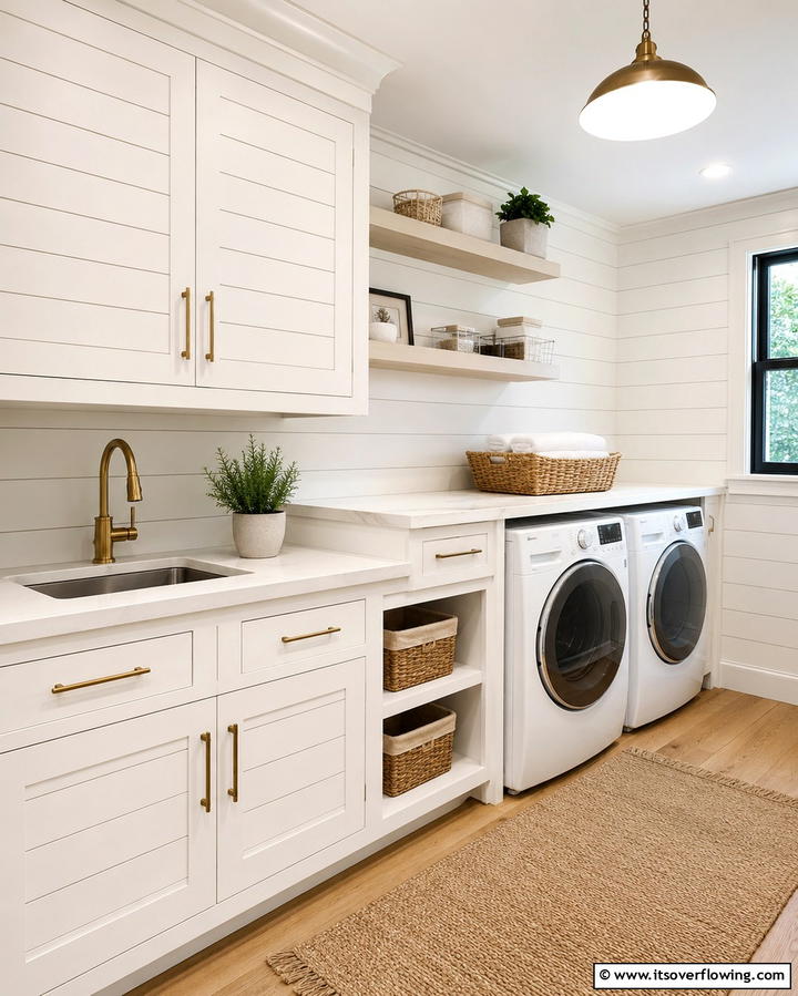 Shiplap Cabinetry - 20 Shiplap Laundry Room Ideas for a Rustic and Charming Space