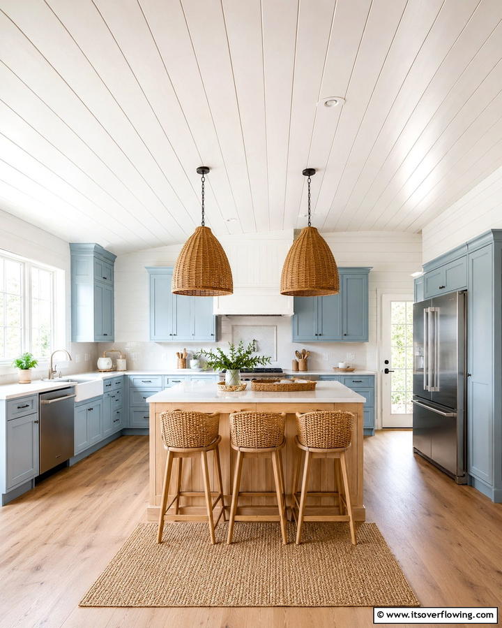 Shiplap Ceilings for Coastal Vibes - 25 Beautiful Kitchen Ceiling Ideas to Elevate Your Space