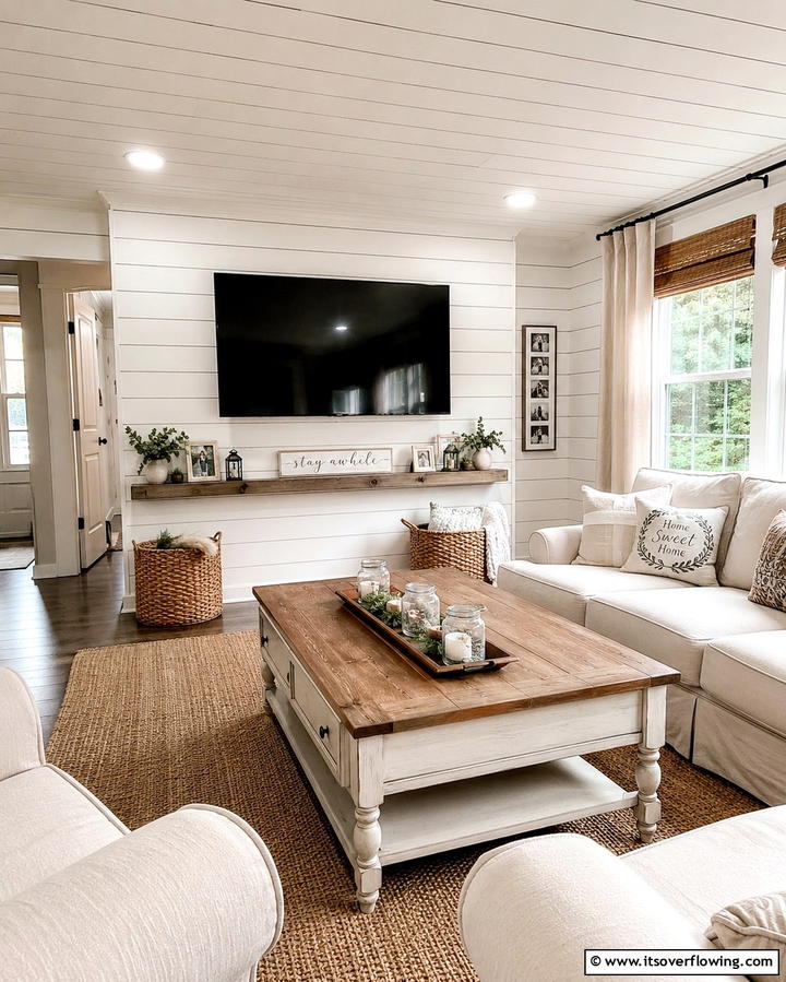 Shiplap Charm - 20 TV Accent Wall Ideas to Enhance Your Space
