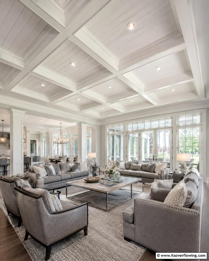 Shiplap Coffered Ceiling - 25 Shiplap Living Room Ideas for a Rustic Charm