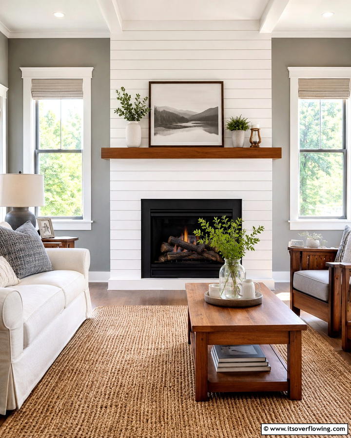 Shiplap Fireplace Surround - 25 Craftsman-style Fireplace Ideas- Classic & Elegant Designs