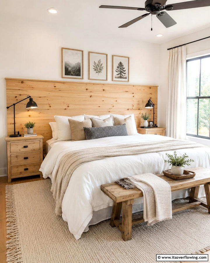 Shiplap Headboard for a Custom Touch - 25 Shiplap Bedroom Ideas for a Cozy and Chic Retreat
