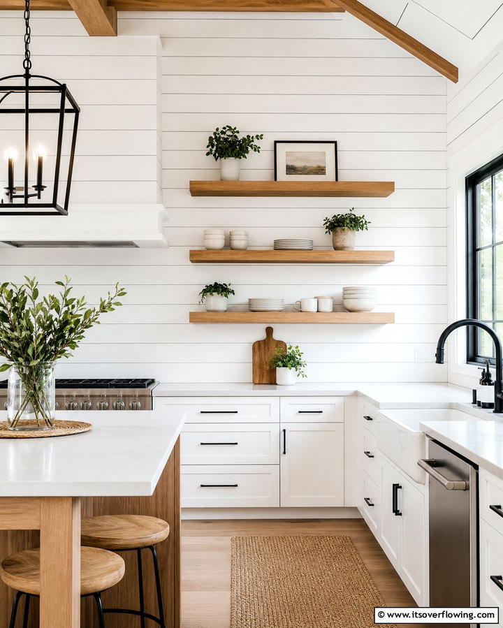 Shiplap Paneling - 25 Rustic Backsplash Ideas for a Farmhouse Kitchen