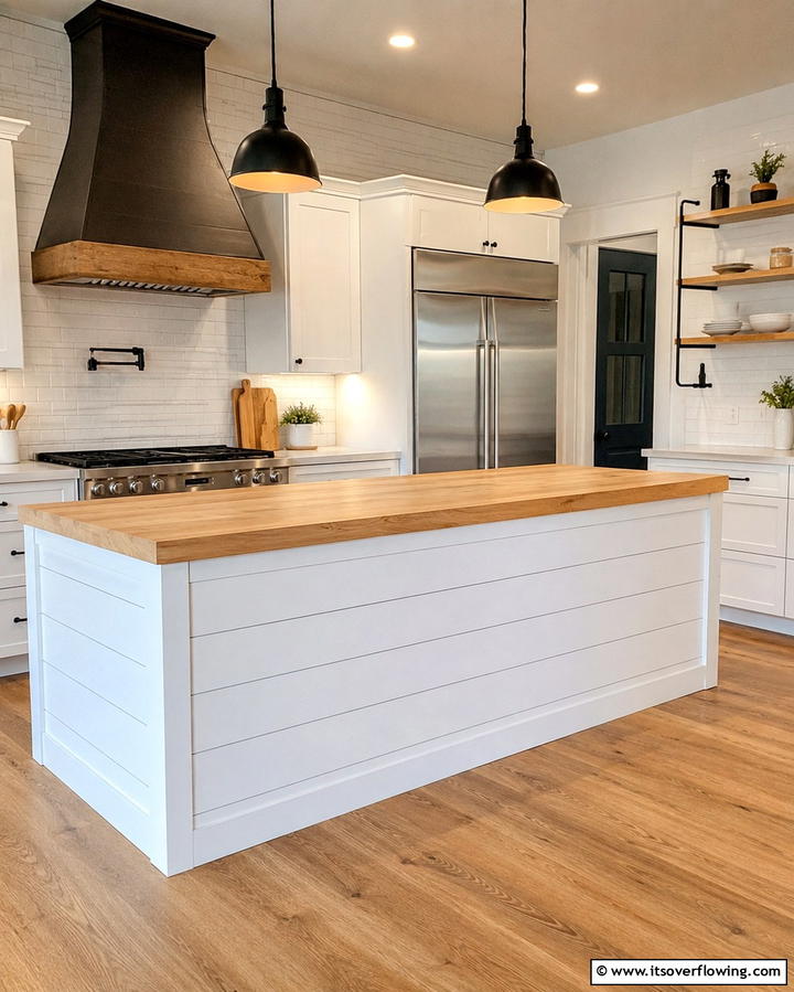 Shiplap Siding - 25 Farmhouse Kitchen Island Ideas for Rustic Charm