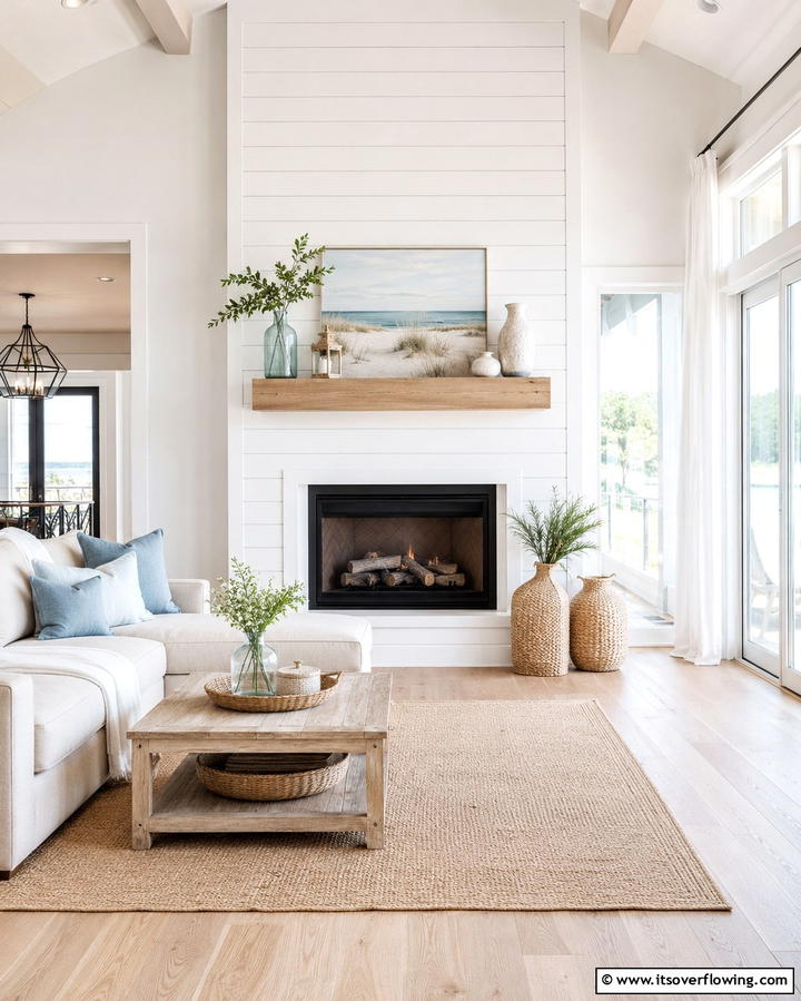 Shiplap Surround White Fireplace - 25 White Fireplace Ideas to Warm Up Your Living Room