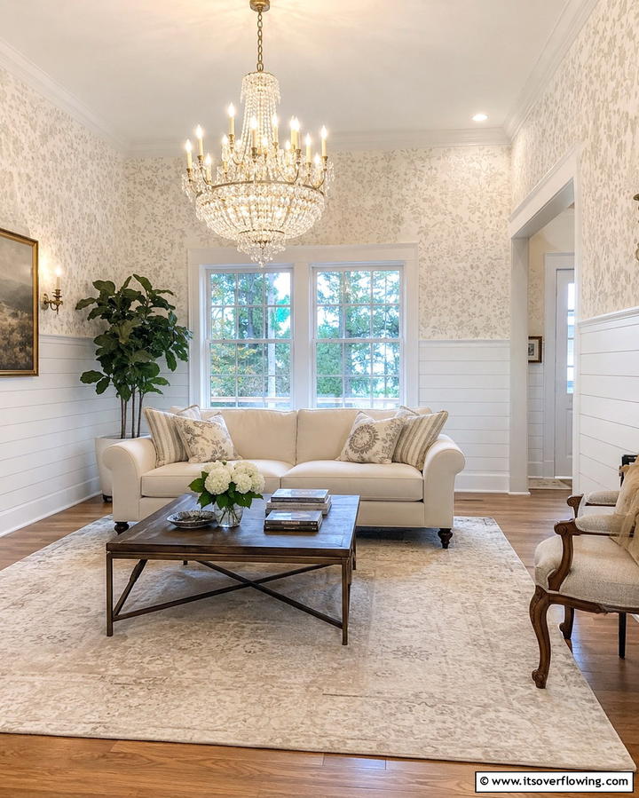 Shiplap Wainscoting for Elegance - 25 Shiplap Living Room Ideas for a Rustic Charm