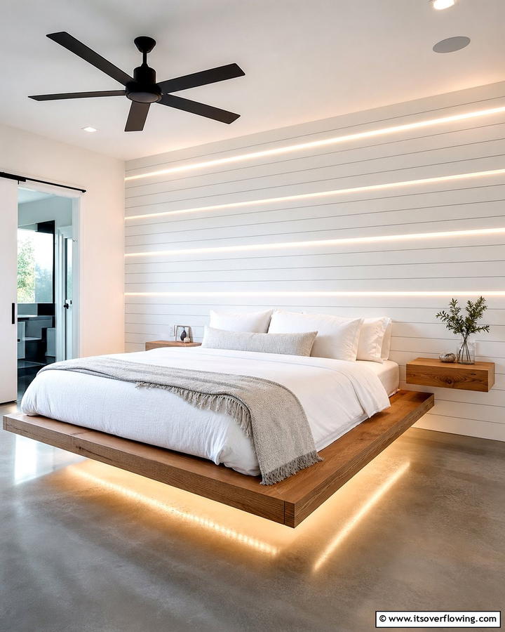 Shiplap Wall with Integrated Lighting - 21 Shiplap Accent Wall Ideas for Rustic & Modern Homes