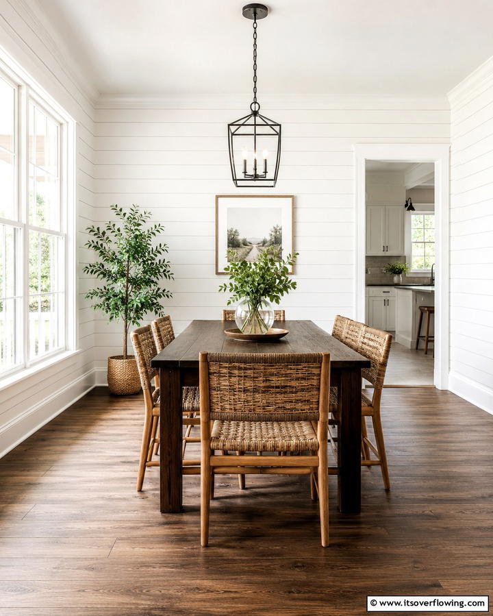 Shiplap Walls - 30 Rustic Dining Room Ideas for Cozy Family Gatherings
