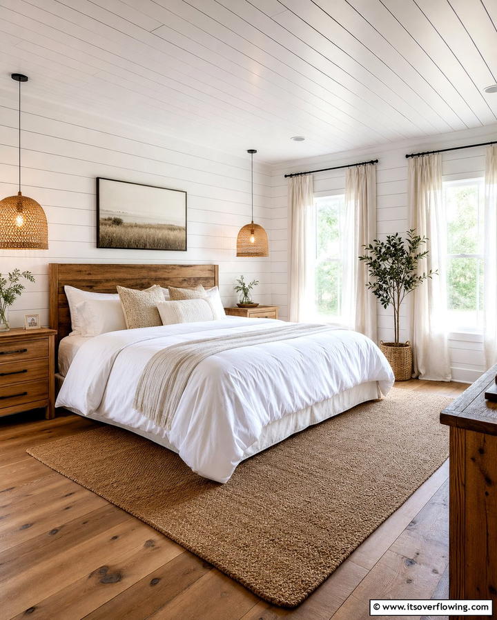 Shiplap Walls - 25 Country Bedroom Ideas- Cozy & Rustic Designs