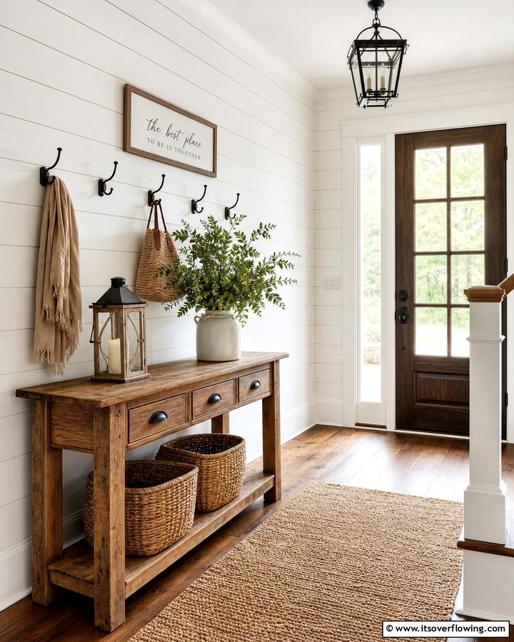 Shiplap Walls - 25 Farmhouse Entryway Ideas for a Warm and Welcoming First Impression