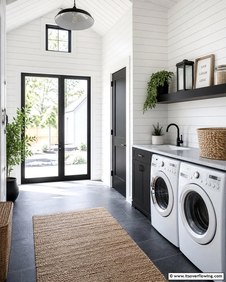 Shiplap Walls - 25 Farmhouse Laundry Room Ideas for Function and Style