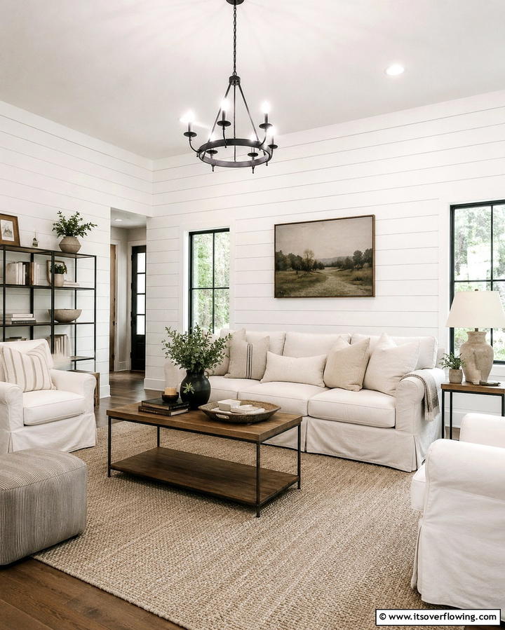 Shiplap Walls - 25 Joanna Gaines Living Room Ideas for Farmhouse Style