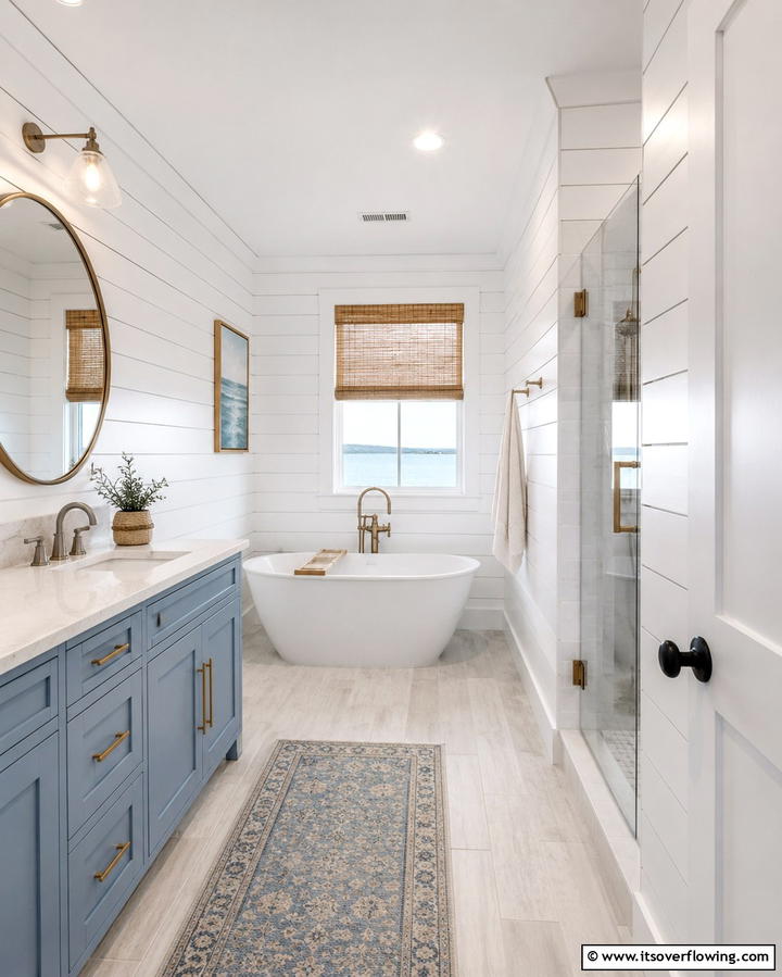 Shiplap Walls for Coastal Texture - 25 Tropical Bathroom Ideas for a Spa-like Retreat