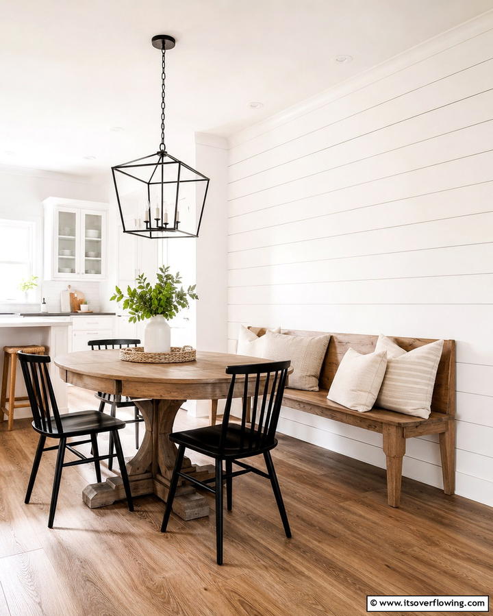 Shiplap Walls for Texture - 30 Charming White Farmhouse Kitchen Inspirations