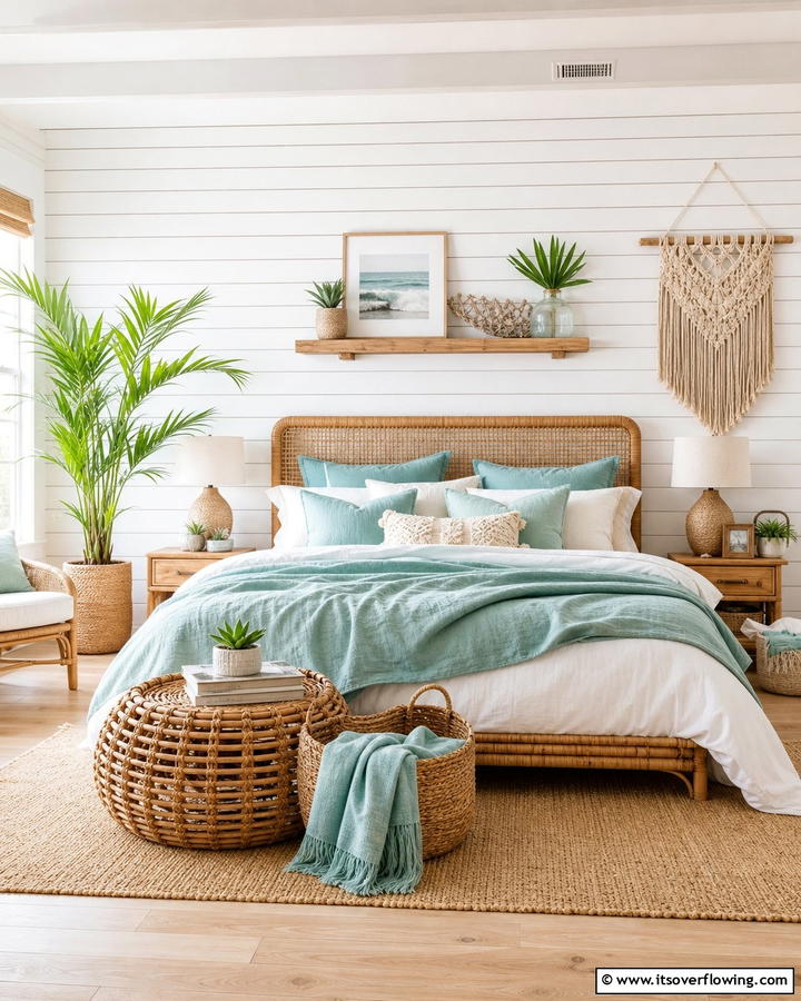Shiplap Walls for a Coastal Foundation - 20 Boho Beach Bedroom Ideas for a Relaxing Retreat