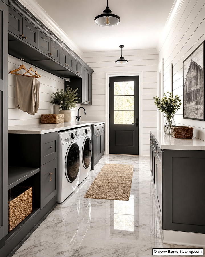 Shiplap Walls for a Rustic Backdrop - 25 Farmhouse Laundry Room Ideas for Function and Style