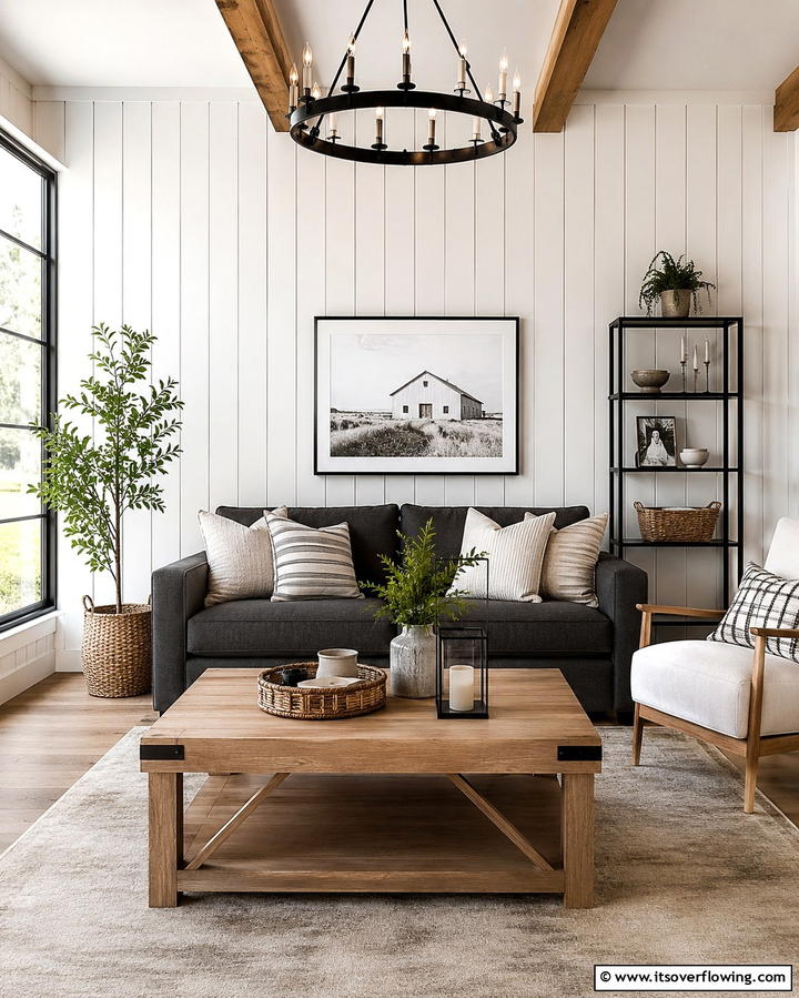 Shiplap Walls for a Textured Backdrop - 25 Farmhouse Living Room Ideas for a Rustic Charm