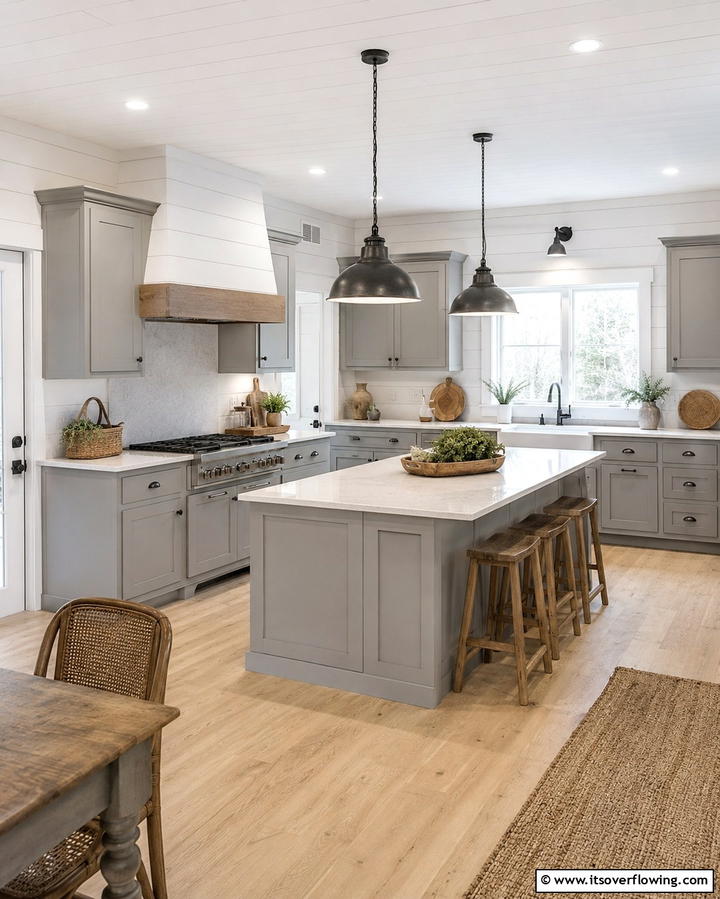 Shiplap Walls to Enhance Farmhouse Appeal - 25 Farmhouse Kitchen with Gray Cabinets Ideas