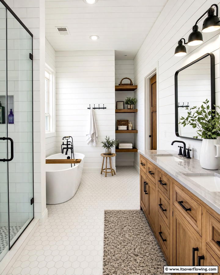 Shiplap Walls - 20 Barndominium Bathroom Ideas for Rustic Charm
