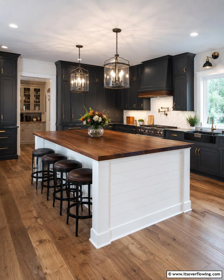 Shiplap with Built In Seating for Versatility - 25 Shiplap Kitchen Island Ideas for a Farmhouse Feel